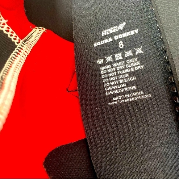 Hisea Black W/ Red Trim Scuba Donkey Neoprene Unisex Wetsuit Size 8 - Picture 5 of 5